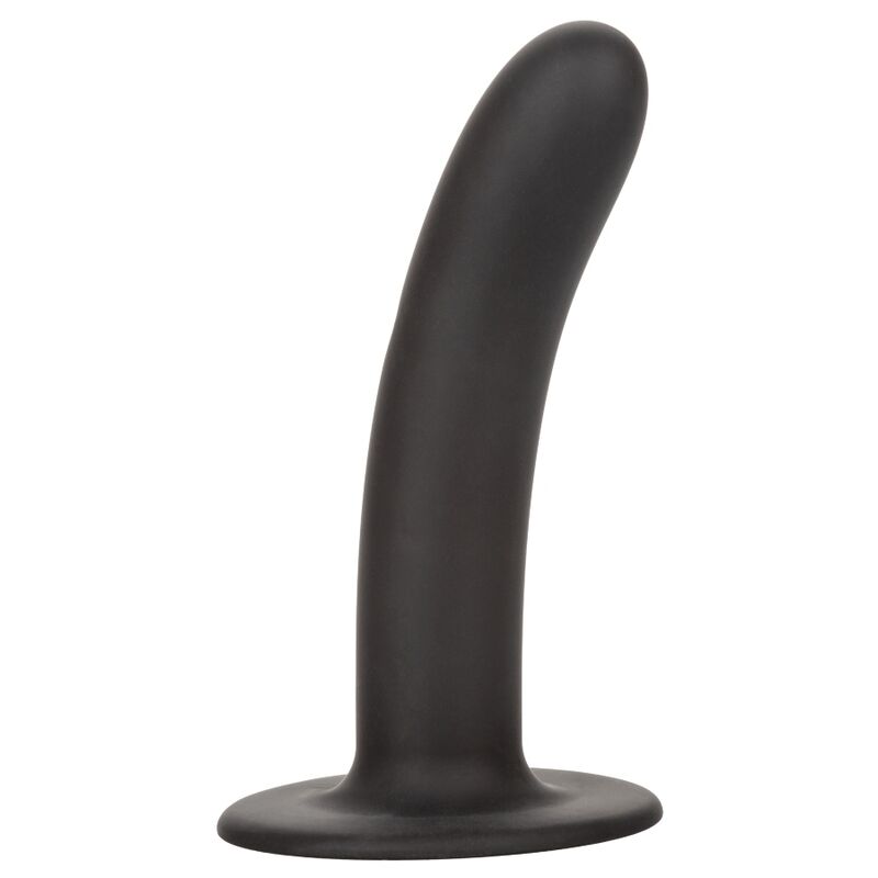CALEXOTICS Boundless dildo liso negro con base ensanchada, vista frontal.