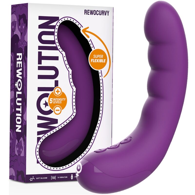 Rewolution Rewocurvy en morado junto a su caja del producto