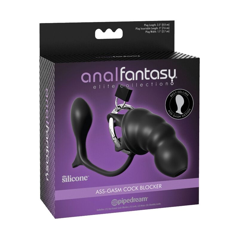 Caja del producto de Anal Fantasy Elite Collection con jaula para pene y plug anal integrado