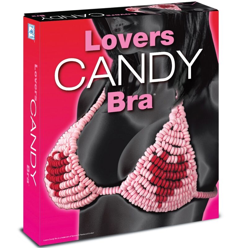 Caja del producto Spencer & Fleetwood Candy Lovers, con sujetador de caramelos en rosa y negro.