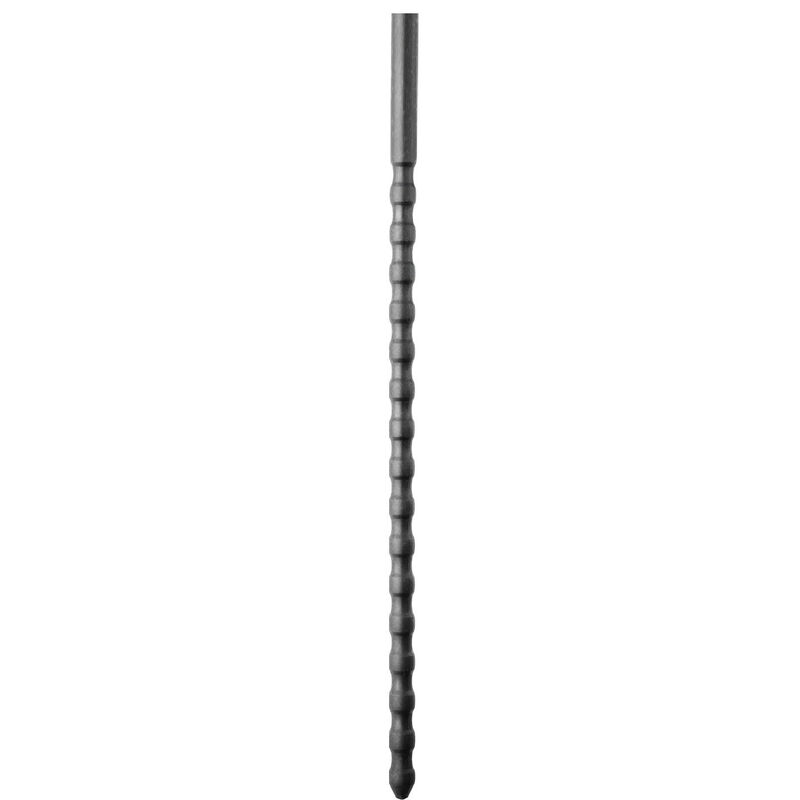 Sonda uretral All Black de silicona negra, vista frontal con cuerpo acanalado.