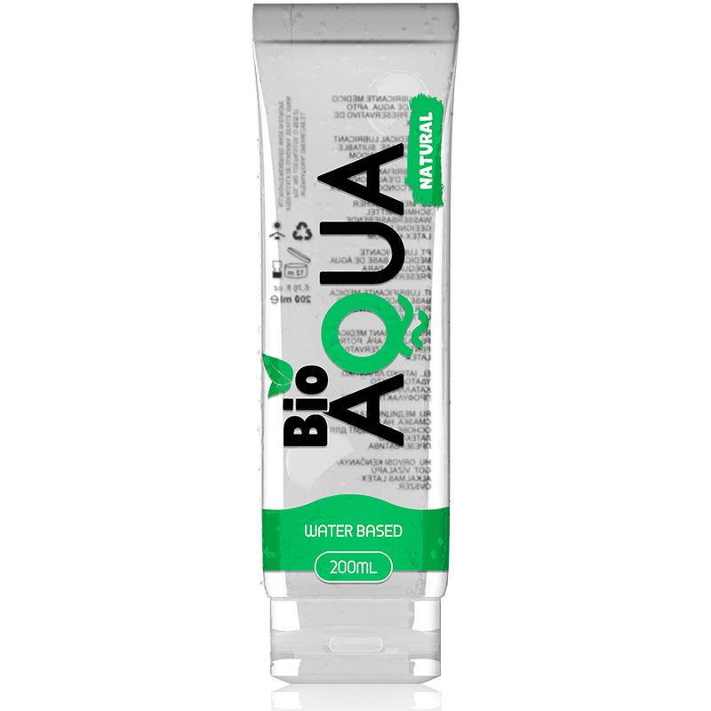 Lubricante BIOAQUA de base acuosa en tubo transparente, 200 ml.