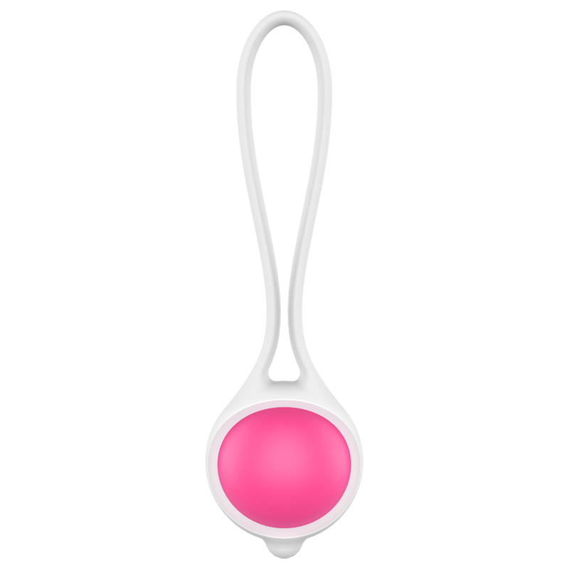 WOMANVIBE Keisy y bola geisha de silicona rosa, vista frontal.