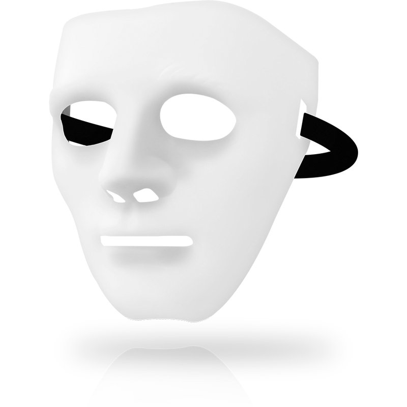 OHMAMA Masks máscara veneciana blanca, vista frontal con cinta negra.