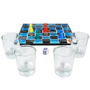 DIABLO PICANTE Crazy Dice, juego de chupitos con dados, con cuatro vasos y fichas de colores