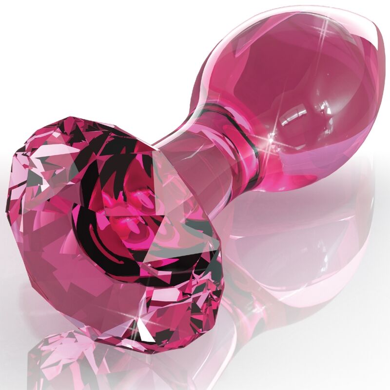ICICLES N. 79, plug anal de vidrio rosa con base facetada.