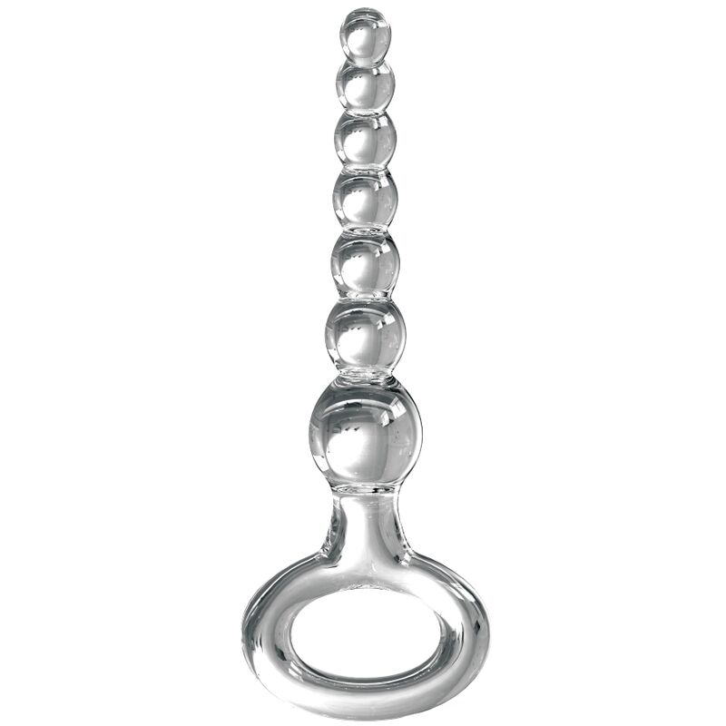 Tapón anal de cristal Icicles No. 67 con diseño de cuentas y base en aro.