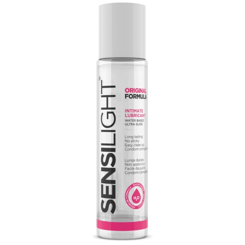 Intimateline Sensilight Original Formula, lubricante íntimo en botella transparente con tapa blanca.