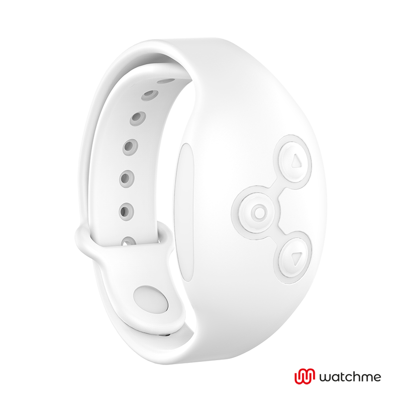 Reloj mando inalámbrico Watchme Nívéo blanco con correa ajustable y tres botones laterales.