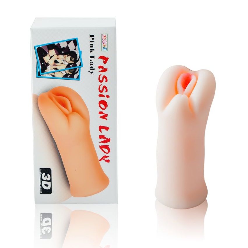 Baile For Him Passion Lady, masturbador sin vibración, junto a su caja del producto.