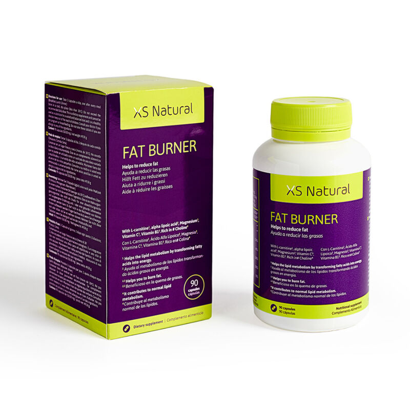 500Cosmetics XS Natural Fat Burner con caja y bote de 90 cápsulas