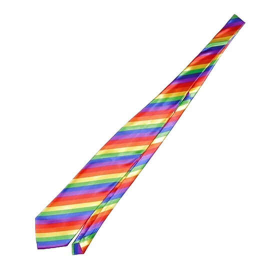 Corbata PRIDE con franjas arcoíris, vista frontal.