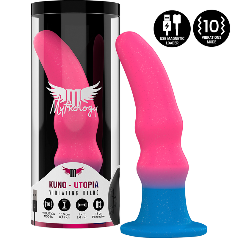 MYTHOLOGY Kuno Utopia en rosa y azul con caja del producto.