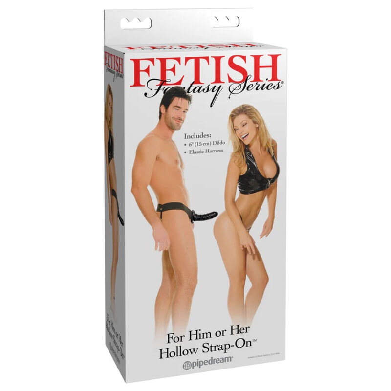 Caja del producto Fetish Fantasy Series con arnés ajustable y funda hueca, vista frontal.