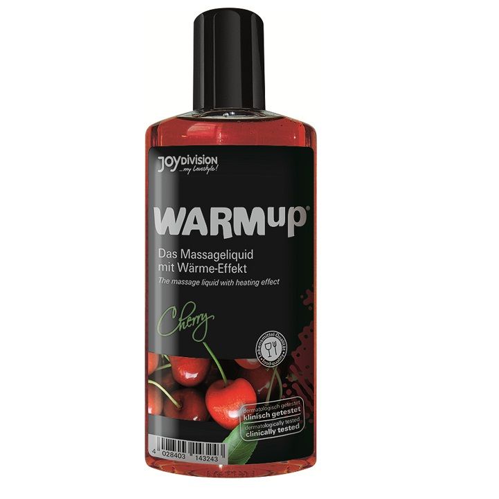 Joydivision WARMup aceite de masaje calentador con aroma a cereza, botella frontal