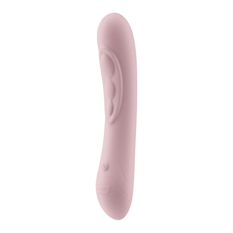 Kiiroo Pearl 3 vibrador rosa en vista frontal, con cuerpo curvado y botón de control visible.