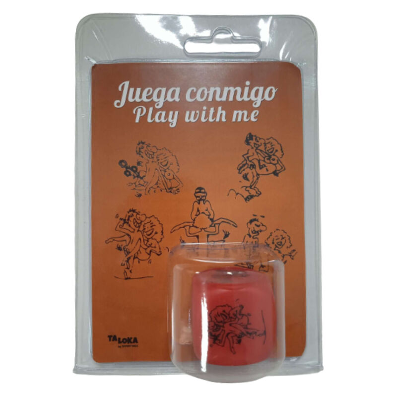 Blíster de Diablo Picante Dado Kamasutra Action rojo con tarjeta naranja.
