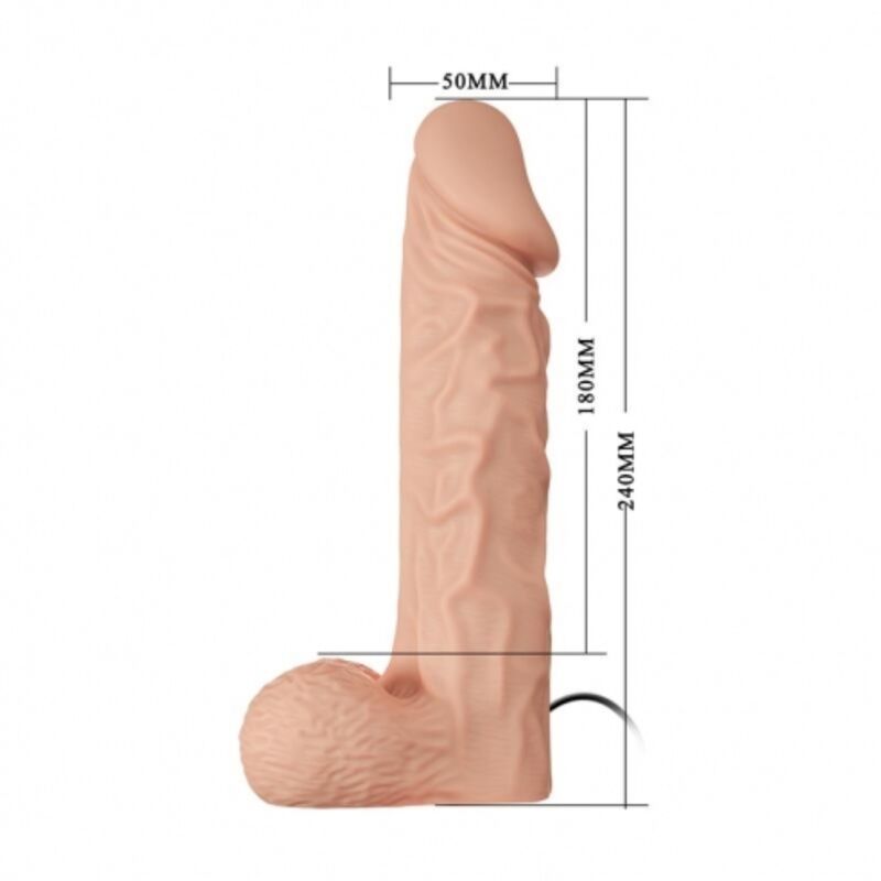 Guia de medidas del BAILE Ultra Passionate Harness 24 cm, natural, con vista lateral y dimensiones en milimetros.