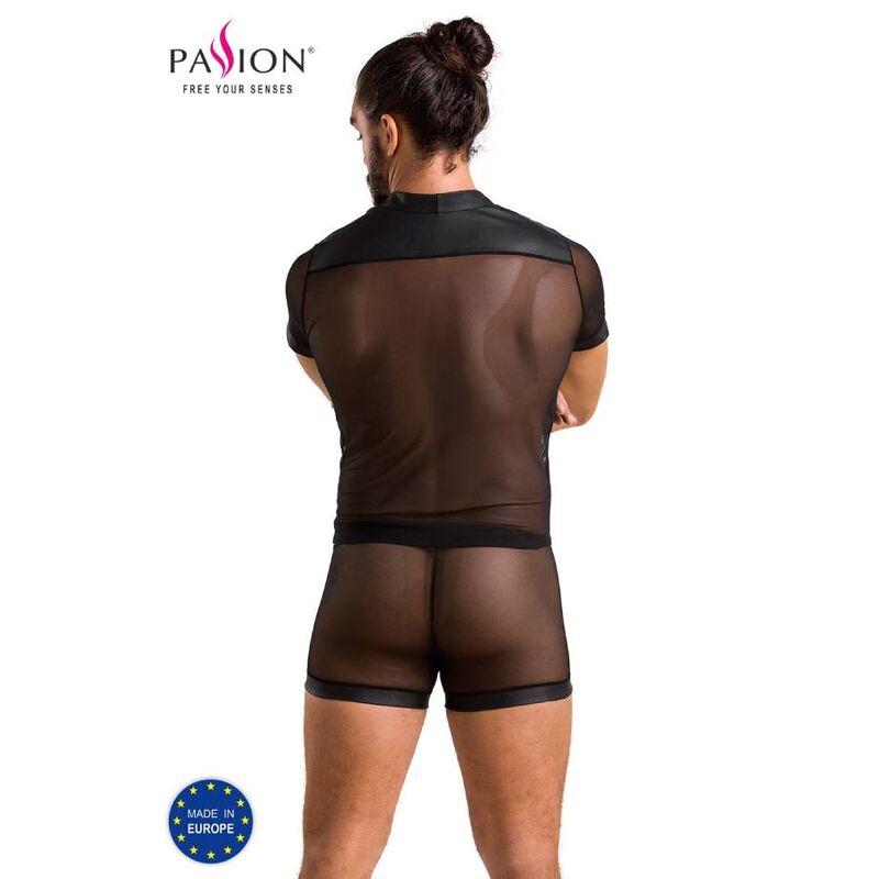 Conjunto de lencería masculina Passion Men Michael 052 en negro, vista trasera.