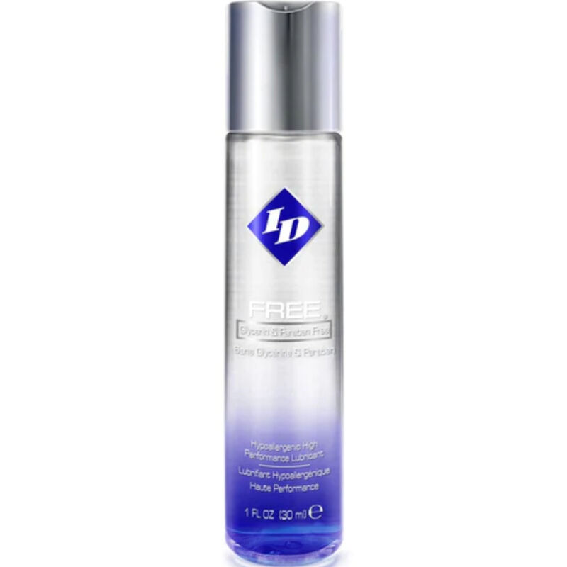 ID Free lubricante de base agua en frasco transparente con tapón plateado