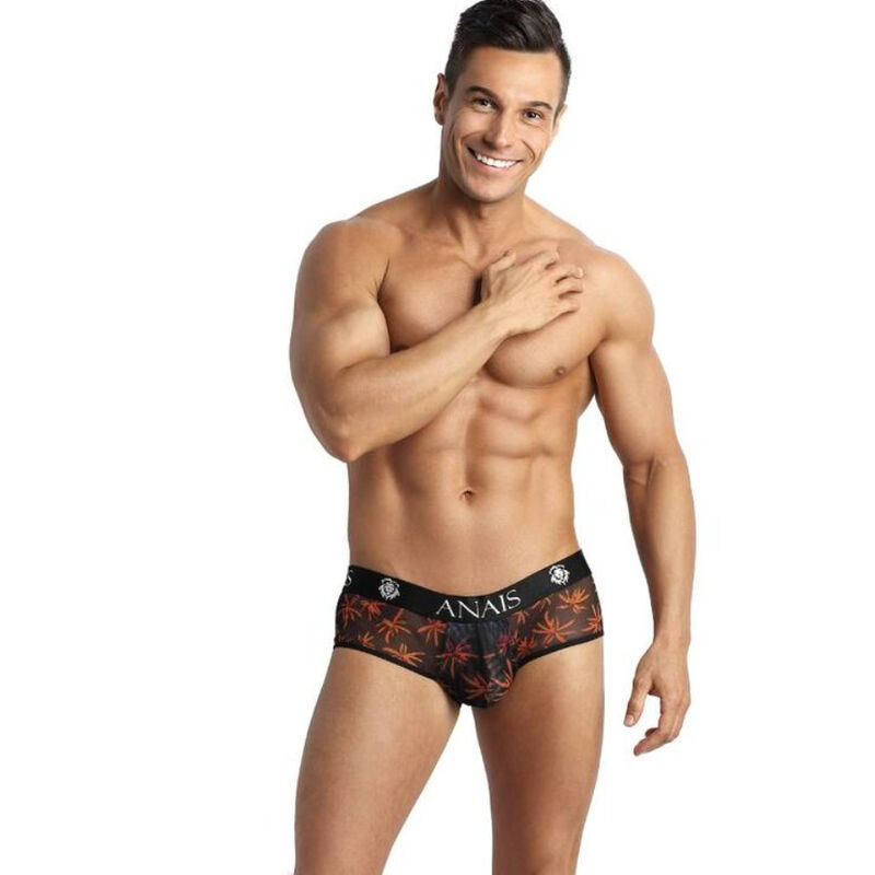 Anais Men Jock Chill jock bikini negro con estampado, vista frontal