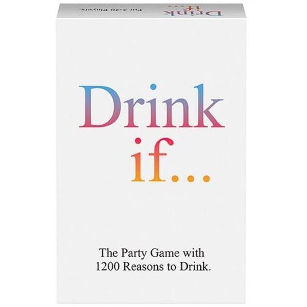 Caja del producto KHEPER GAMES Drink If, frontal y blanca con el título multicolor.