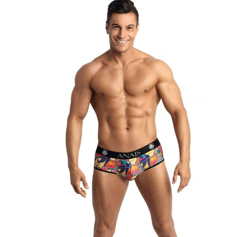 Jock bikini ANAIS MEN JOCK Comics de estampado colorido, vista frontal.