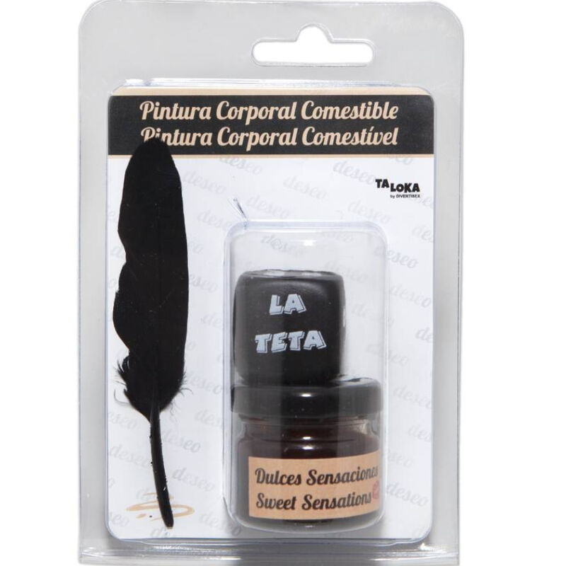 TALOKA pintura corporal comestible en blíster con frasco y pluma negra