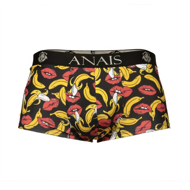 Boxer ANAIS MEN con estampado de plátanos y labios, vista frontal.
