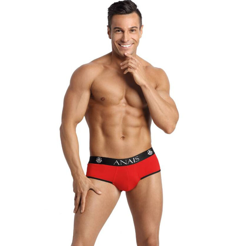 Anais Men Soul Jock Bikini XL en color rojo, vista frontal con cinturilla negra