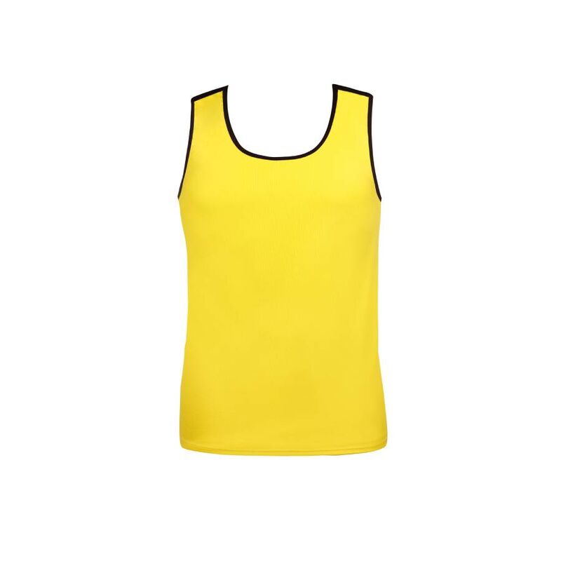 Top amarillo ANAIS MEN TOKIO con ribete negro, vista frontal.