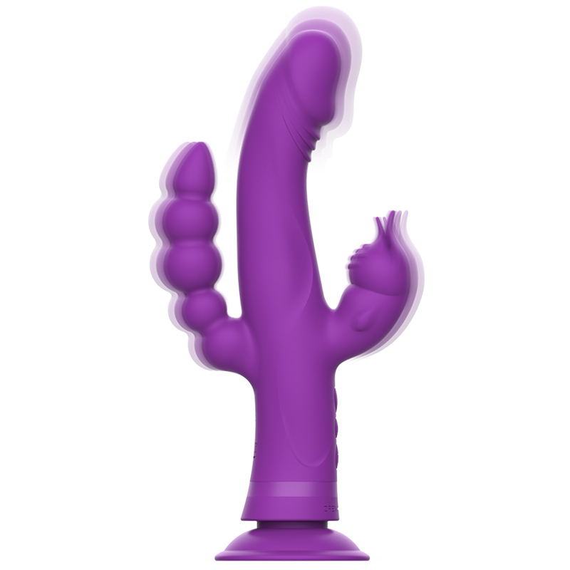 Vibrador conejito INTENSE Casanova morado, vista frontal con base de succión.