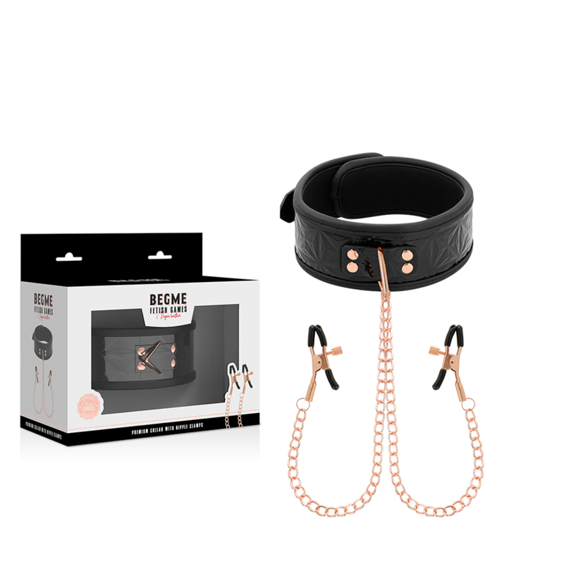 Collar negro Begme Black Edition con cadena y pinzas ajustables, con caja del producto