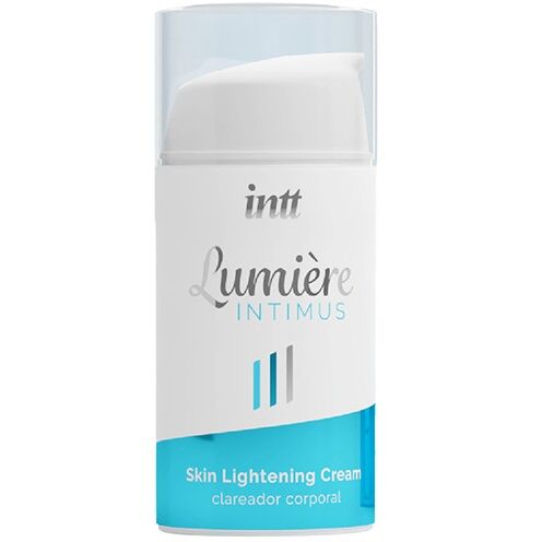 INTT Lumière Intimus en frasco blanco y azul, vista frontal.