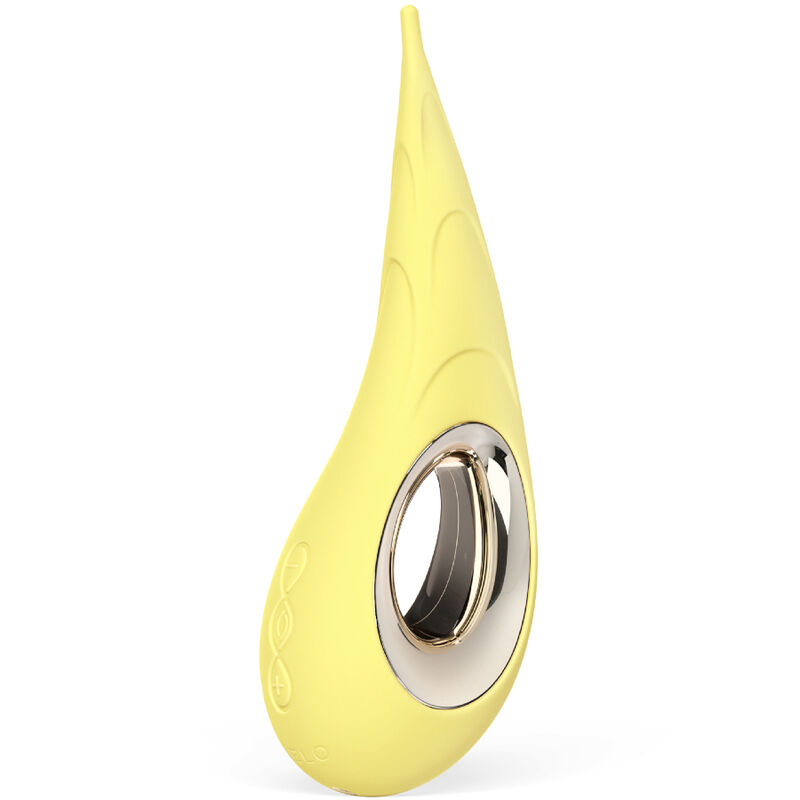LELO DOT Cruise amarillo en vista frontal, con abertura ovalada metálica.