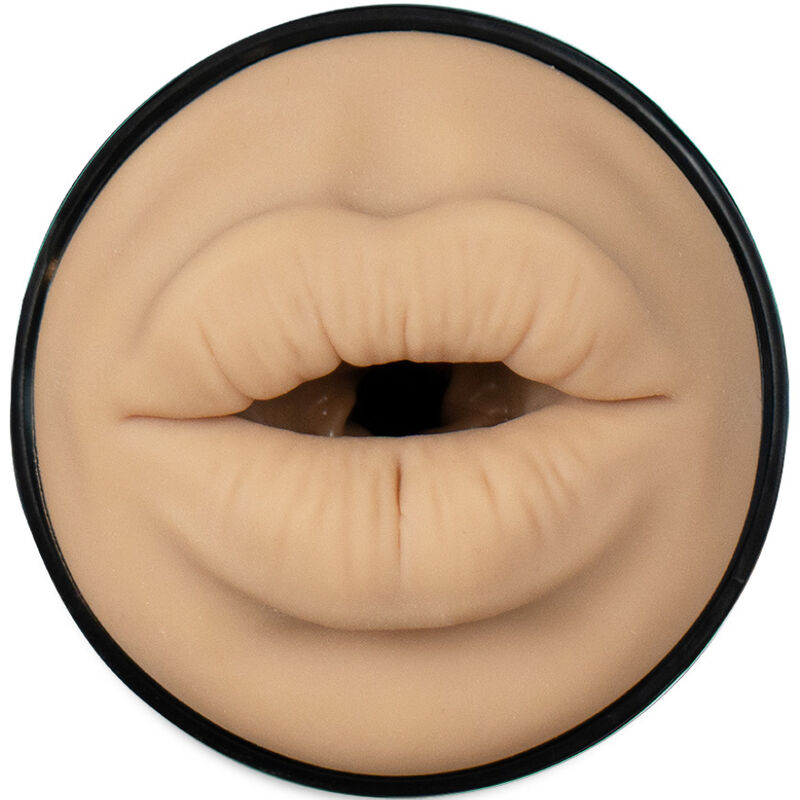 Detalle del Kiiroo PowerBlow con abertura boca en tono carne y aro negro.