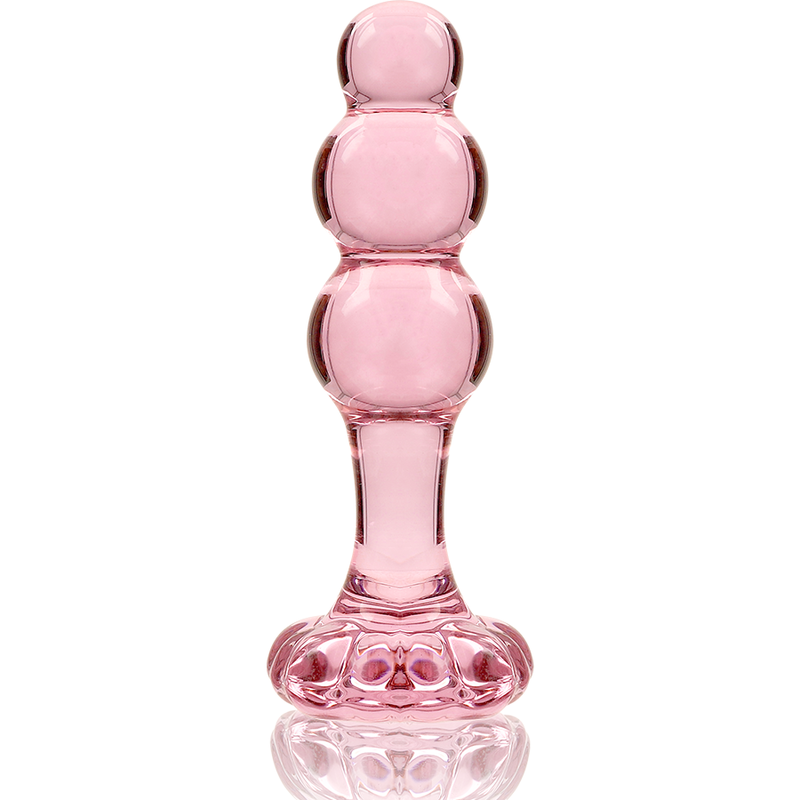 Nebula Series by Ibiza Model 1, plug anal de vidrio rosa en vista frontal.