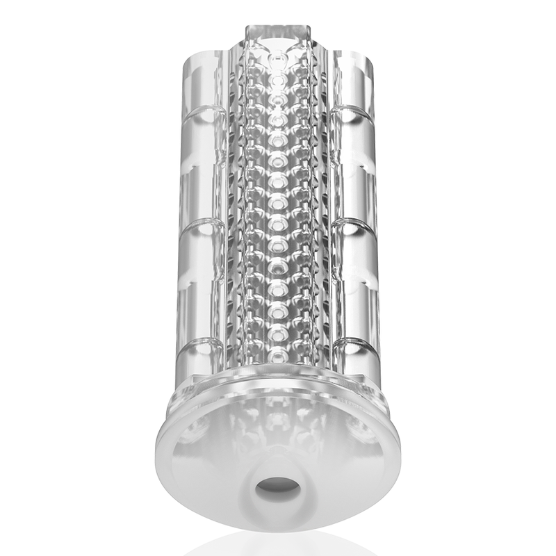 KIIROO TITAN Power Sleeve, vista frontal de la funda transparente con interior texturizado y abertura inferior visible.