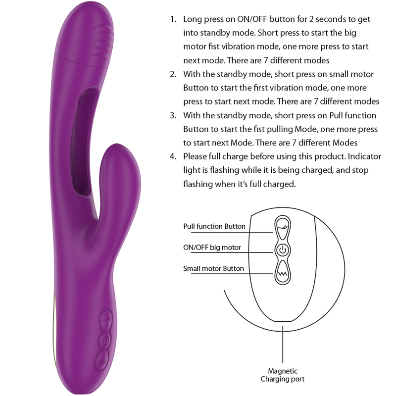 INTENSE Apolo en detalle, vibrador morado con ribete dorado y botones visibles.