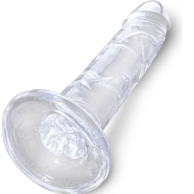 KING COCK Clear: dildo transparente realista con base de succión.
