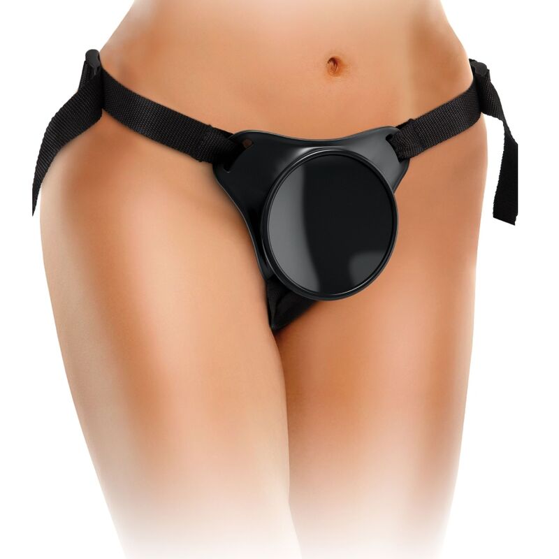 Arnés ajustable KING COCK Elite negro, vista frontal sobre un torso de maniquí.