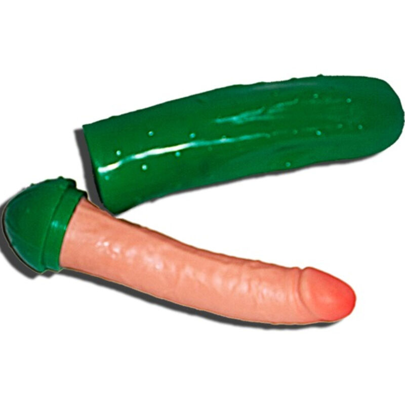 Detalle de DIABLO PICANTE Pepino Pene abierto, con interior en forma de pene visible.