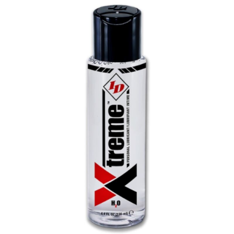 ID Xtreme lubricante en frasco transparente con tapón negro, vista frontal