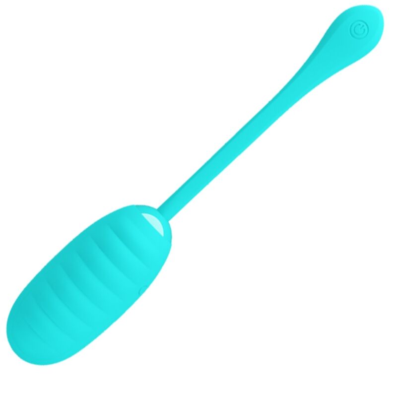 Pretty Love Kirk, huevo vibrador turquesa con mango largo.