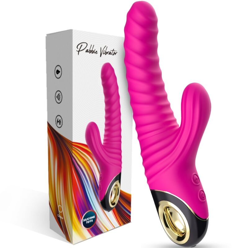 ARMONY Eternity vibrador conejito fucsia junto a su caja del producto