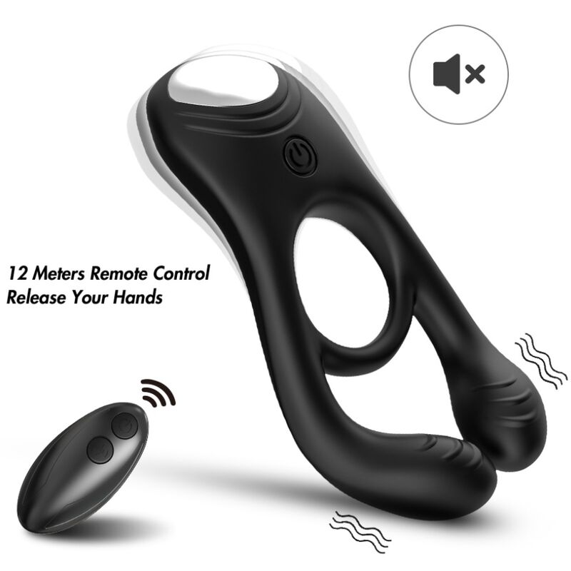 Anillo vibrador negro ARMONY VEYRON con mando a distancia.