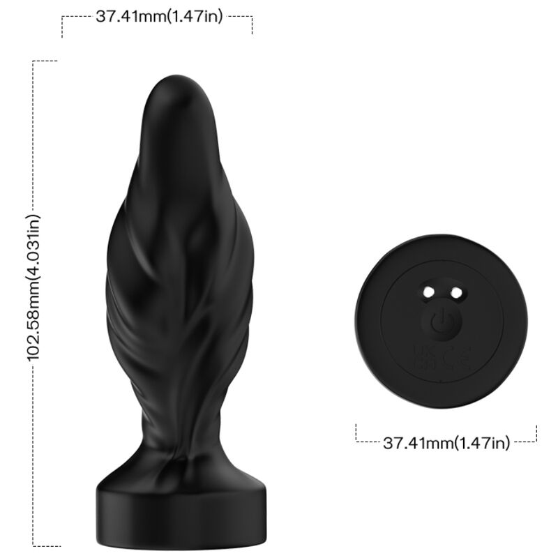 Guía de medidas de ARMONY ANAL: plug anal negro con mando redondo.