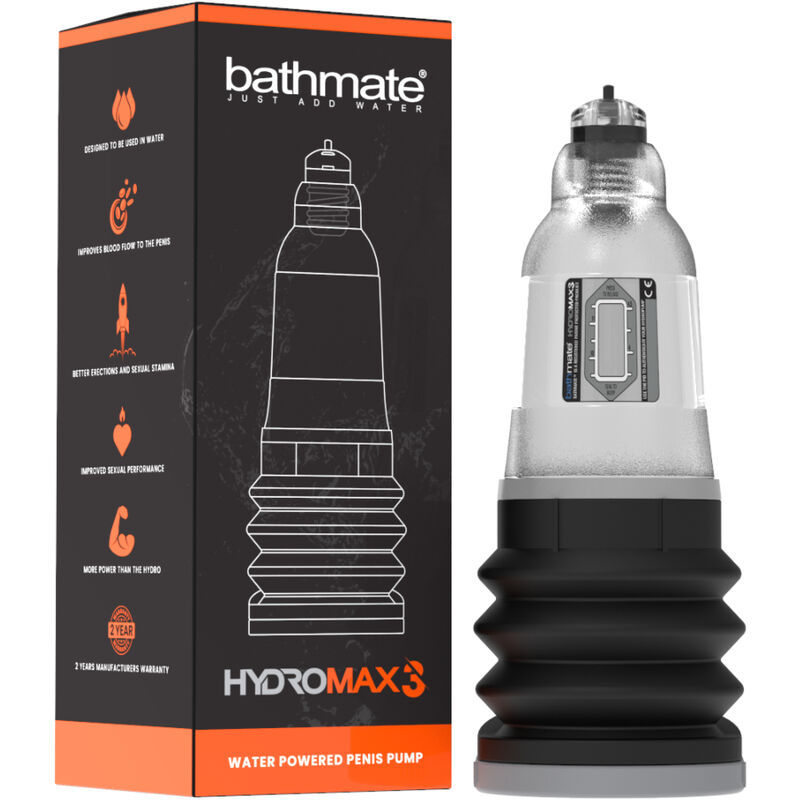 Bathmate Hydromax 3 transparente con su caja del producto