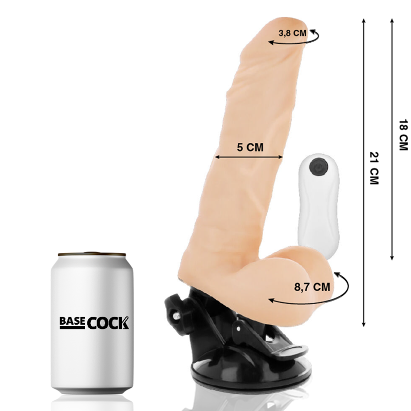 BASECOCK Vibrador realista articulable con mando por cable — 21 × 5 cm - Imagen 8