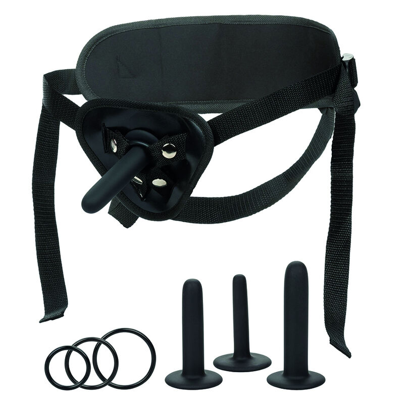 Kit de fijación Calexotics Boundless en negro con tres plugs y tres anillas.